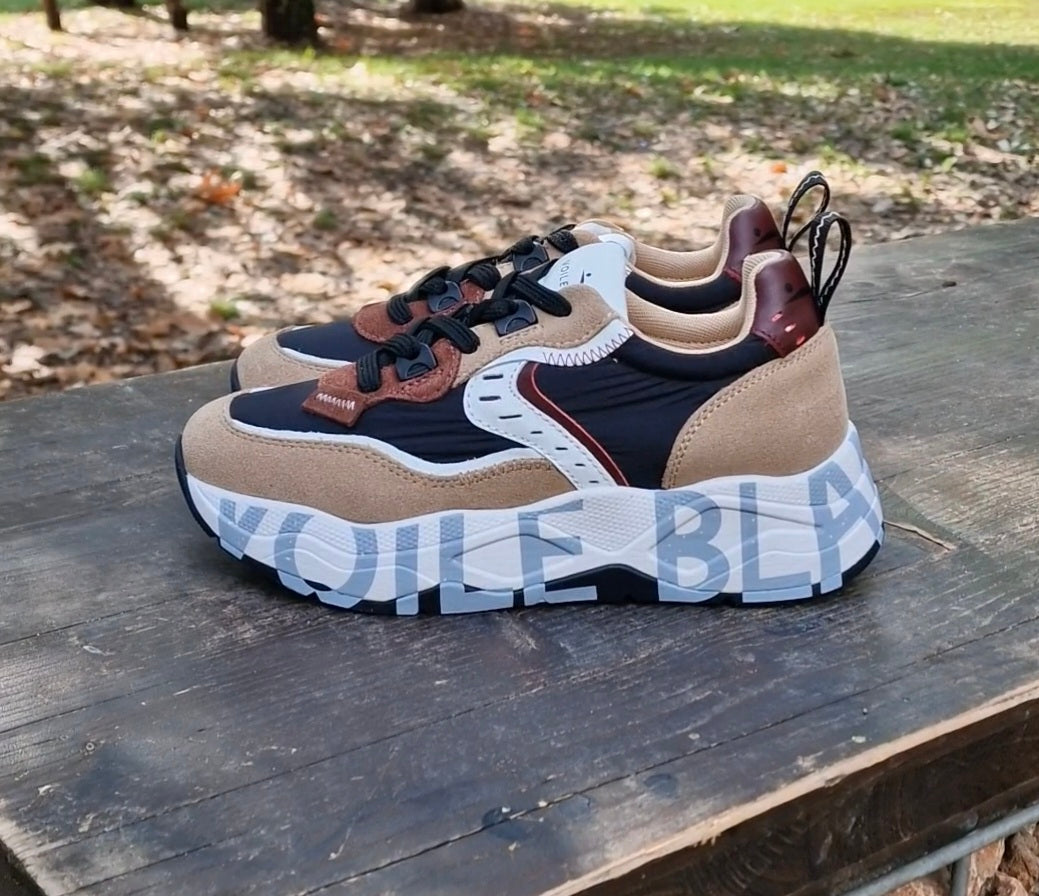 Sneakers Voile Blanche in Suede e tessuto