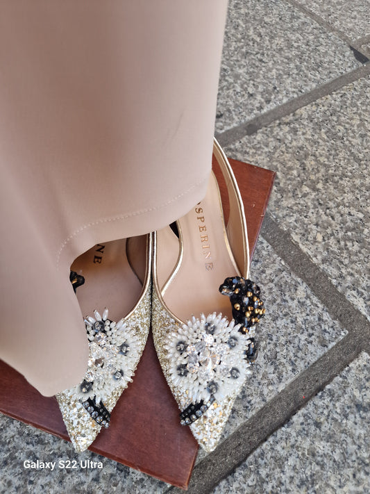 Slingback in pelle con rivestimento