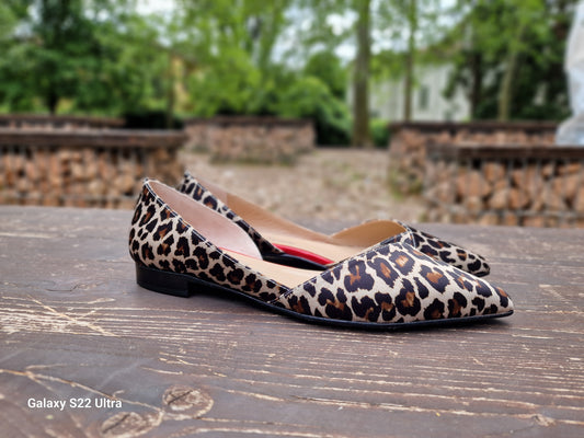 Ballerina Flat in pelle stampa animalier