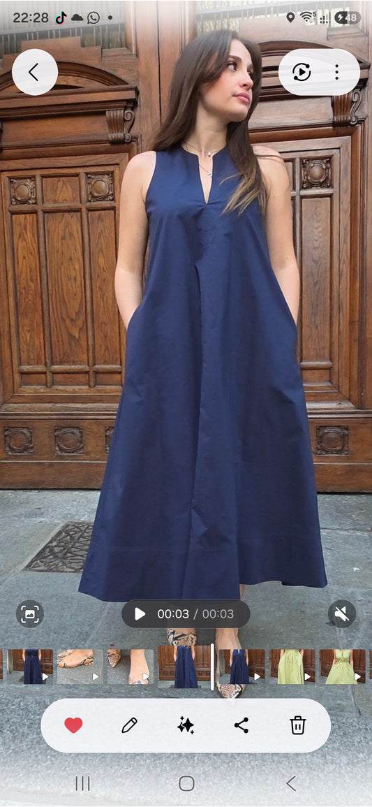 Abito Midi in Cotone – Blu