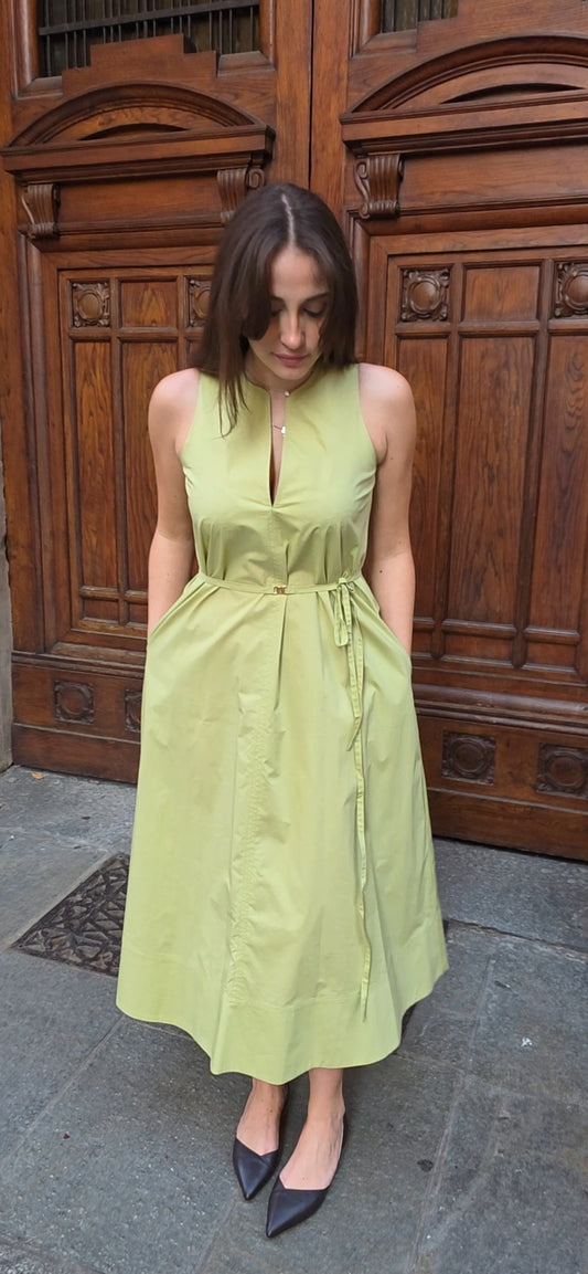 Abito Midi in Cotone – Verde Salvia