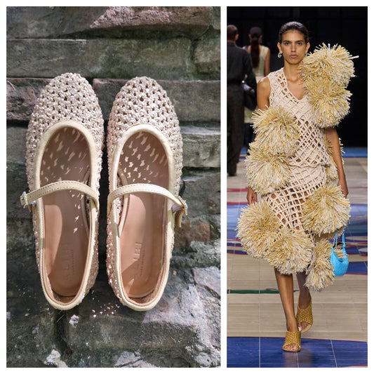 Ballerina Mary Jane in rafia naturale