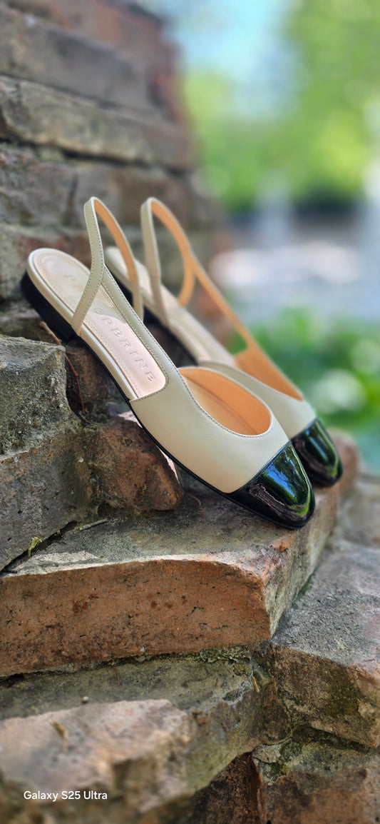 Slingback in pelle Panna/nero Donna Prosperine