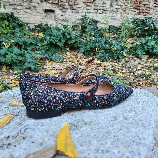Ballerina in pelle glitter starbust